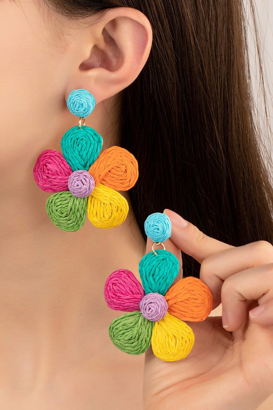 Large Flower Drop Earrings