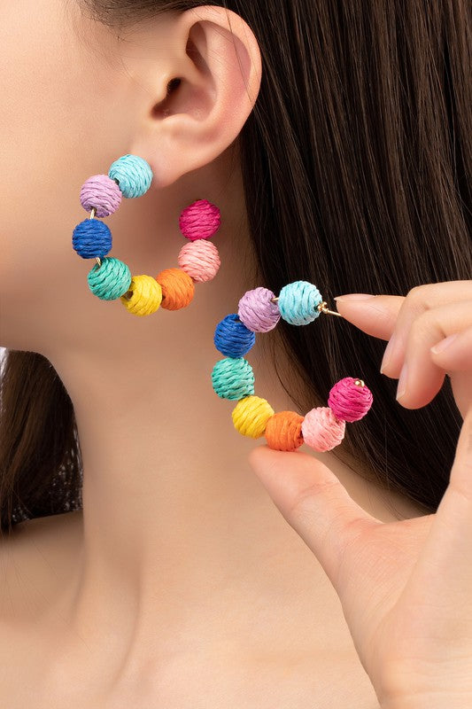 Multi Color Ball Hoop Earrings