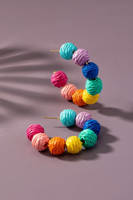 Multi Color Ball Hoop Earrings