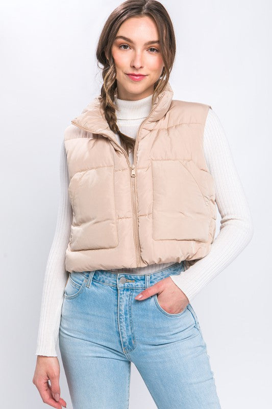 Out For The Day Puffer Vest Khaki