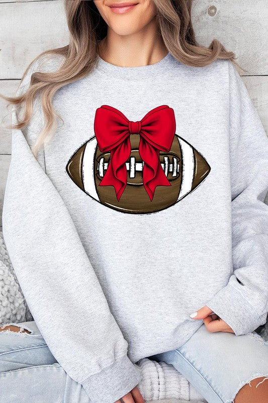 Red Bow Football Graphic Fleece Sweatshirts