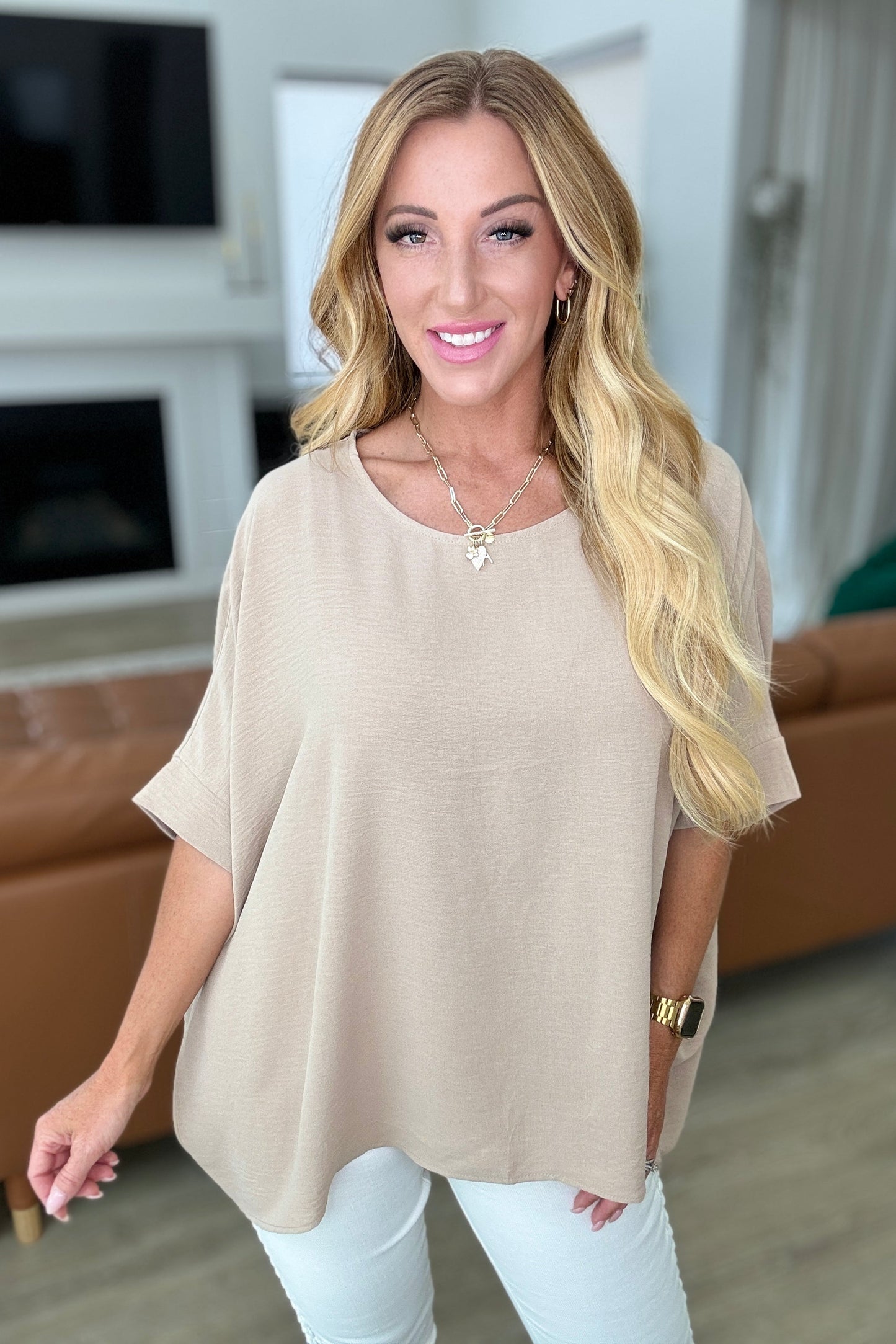 Feels Like Me Dolman Sleeve Top in Taupe